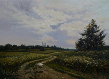 Malarstwo zatytułowany „"Вечер после дождя"” autorstwa Антон Вырво, Oryginalna praca, Olej