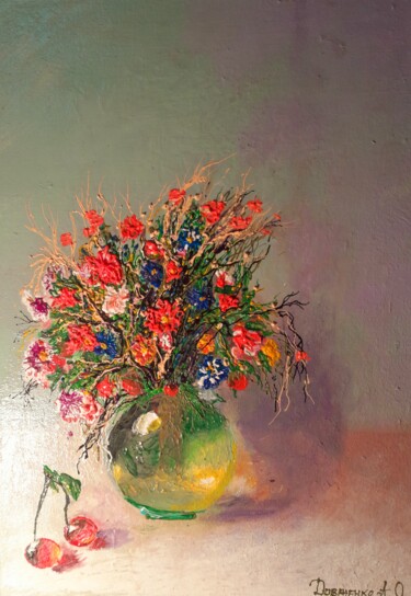 绘画 标题为“Цветы в вазе” 由Anton Zapotochnyi, 原创艺术品, 丙烯 安装在木质担架架上