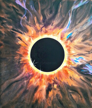 Painting titled "tableau "Éclipse 20…" by Anton Zapotochnyi, Original Artwork, Acrylic Mounted on Wood Stretcher frame