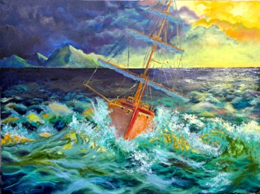 Картина под названием "Oil painting "Throu…" - Anton Zapotochnyi, Подлинное произведение искусства, Масло Установлен на Дере…