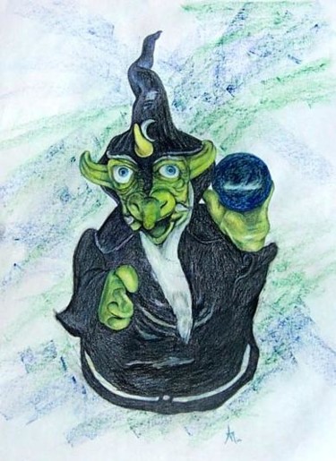 Peinture intitulée "Lizard Wizard" par Anton Nichols, Œuvre d'art originale, Autre