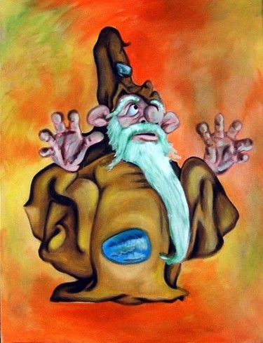 Peinture intitulée "Ochre Wizard" par Anton Nichols, Œuvre d'art originale, Huile