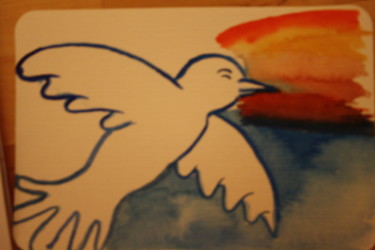 Pittura intitolato "colomba della pace" da Antonella Caione, Opera d'arte originale, Gouache