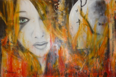 Pittura intitolato "brucia-la-strega-ol…" da Antonella Guarneri, Opera d'arte originale