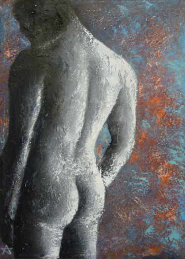 Pittura intitolato "uomo-olio-50x70.jpg" da Antonella Guarneri, Opera d'arte originale