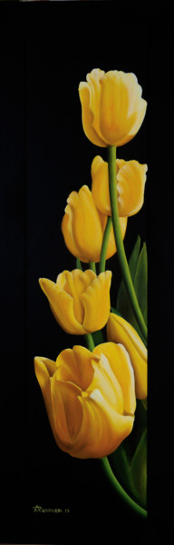 Pittura intitolato "gialli-tulipani-oli…" da Antonella Guarneri, Opera d'arte originale