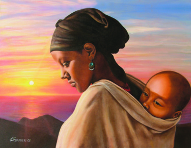 Schilderij getiteld "il-tramonto-etiope-…" door Antonella Guarneri, Origineel Kunstwerk