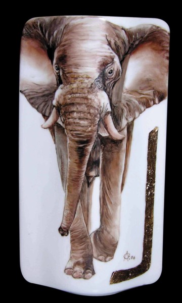 Pittura intitolato "vaso-elefante-retro…" da Antonella Guarneri, Opera d'arte originale