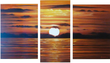 Schilderij getiteld "tramonto-olio-140x8…" door Antonella Guarneri, Origineel Kunstwerk