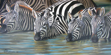 Pittura intitolato "zebre-olio-60x40.jpg" da Antonella Guarneri, Opera d'arte originale