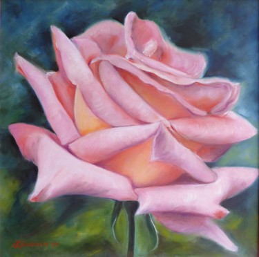 Pittura intitolato "rosa-olio-50x50.jpg" da Antonella Guarneri, Opera d'arte originale