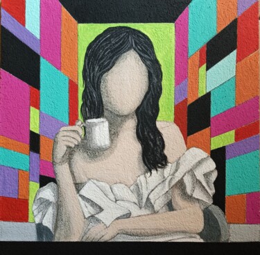 Картина под названием "TEA TIME" - Antonella Preti, Подлинное произведение искусства, Акрил