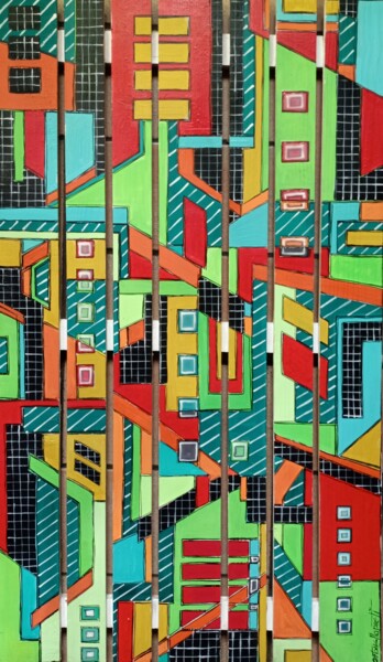 "Cromatismi Urbani" başlıklı Tablo Antonella Preti tarafından, Orijinal sanat, Akrilik Diğer sert panel üzerine monte edilmiş