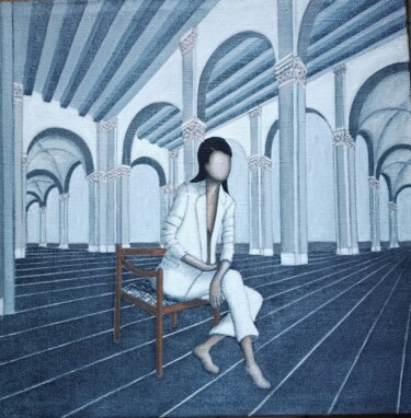 Pittura intitolato "Sola in attesa...." da Antonella Preti, Opera d'arte originale, Acrilico Montato su Telaio per barella i…
