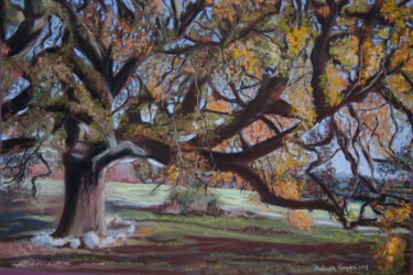 Painting titled "Quercia delle Checc…" by Antonella Prosperi, Original Artwork, Pastel Mounted on Wood Stretcher frame