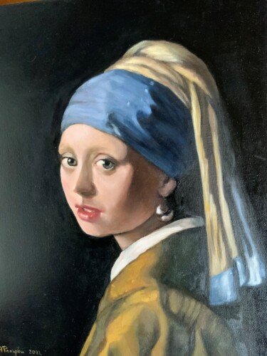 Malerei mit dem Titel ""ragazza con orecch…" von Antonella Prosperi, Original-Kunstwerk, Öl