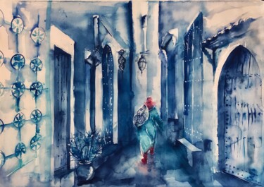 Painting titled "CHEFCHAOUENE" by Antonella Taeggi, Original Artwork, Watercolor