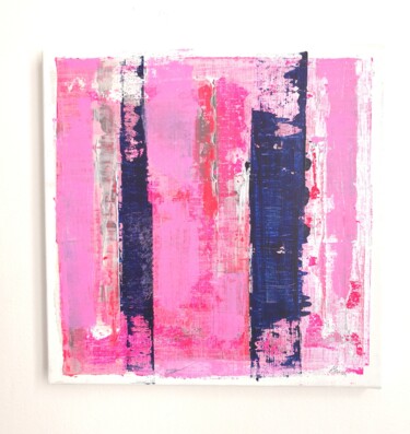 Painting titled "Là-bas tout est rose" by Antonella Huron, Original Artwork, Acrylic Mounted on Wood Stretcher frame