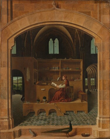 绘画 标题为“Saint Jerome in his…” 由Antonello Da Messina, 原创艺术品, 油