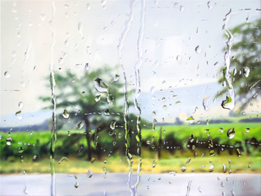 Painting titled "Rain drops (Капли д…" by Anton Fedko, Original Artwork, Oil