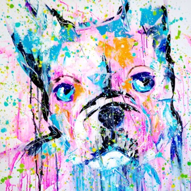 Картина под названием "Popart puppy progre…" - Antoni Dragan, Подлинное произведение искусства, Акрил Установлен на Деревянн…