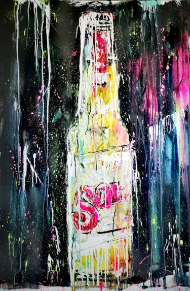 Painting titled "Sol beer with a tou…" by Antoni Dragan, Original Artwork, Acrylic Mounted on Wood Stretcher frame