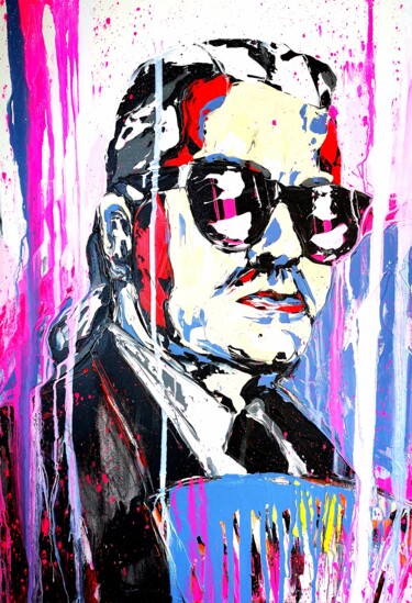 Painting titled "Karl Lagerfeld Nigh…" by Antoni Dragan, Original Artwork, Acrylic