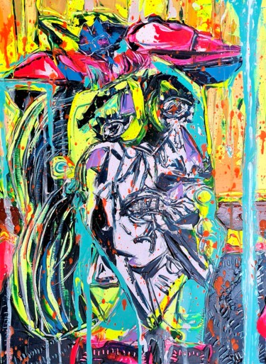 绘画 标题为“The weeping Woman g…” 由Antoni Dragan, 原创艺术品, 丙烯 安装在木质担架架上