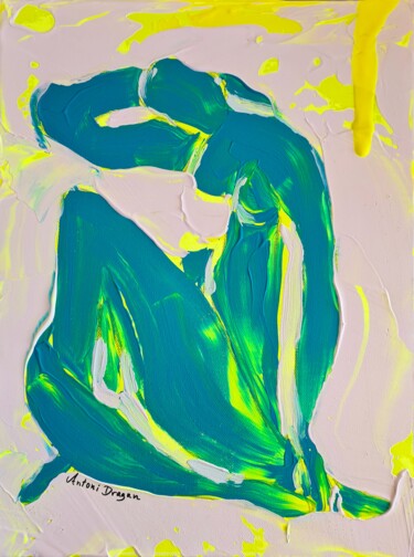Картина под названием "Blue popart Nude" - Antoni Dragan, Подлинное произведение искусства, Акрил Установлен на Деревянная р…