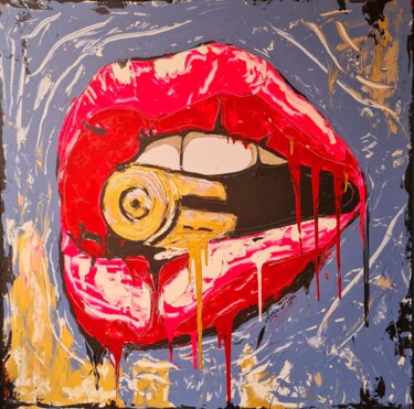Schilderij getiteld "Expensive Lips..." door Antoni Dragan, Origineel Kunstwerk, Acryl