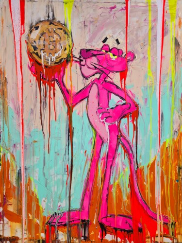 Painting titled "Pink Panther knows.…" by Antoni Dragan, Original Artwork, Acrylic Mounted on Wood Stretcher frame