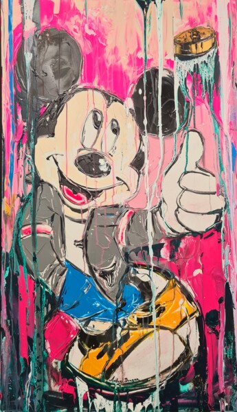 Painting titled "Achiever Mickey Mou…" by Antoni Dragan, Original Artwork, Acrylic Mounted on Wood Stretcher frame