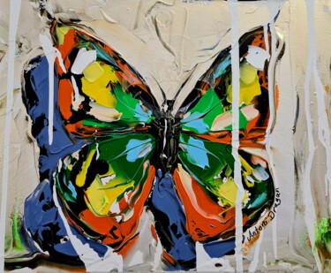 Painting titled "Butterfly flying th…" by Antoni Dragan, Original Artwork, Acrylic Mounted on Wood Stretcher frame