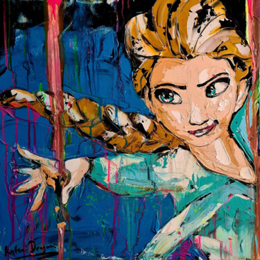 Painting titled "Elsa Frozen" by Antoni Dragan, Original Artwork, Acrylic Mounted on Wood Stretcher frame