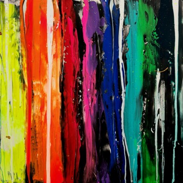 Painting titled "Color Rain" by Antoni Dragan, Original Artwork, Acrylic Mounted on Wood Stretcher frame
