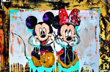 Schilderij getiteld "Mickey and Minnie M…" door Antoni Dragan, Origineel Kunstwerk, Acryl Gemonteerd op Frame voor houten br…