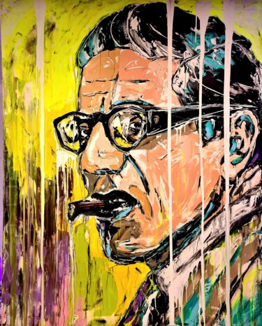 Painting titled ""Onassis"" by Antoni Dragan, Original Artwork, Acrylic Mounted on Wood Stretcher frame