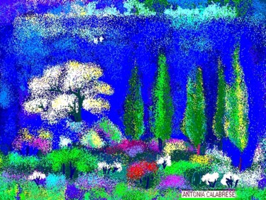 Digitale Kunst mit dem Titel "Albero e arbusti fi…" von Antonia Calabrese (acartWorks), Original-Kunstwerk, Digitale Malerei