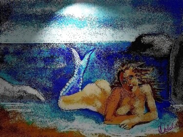 Digital Arts titled "Notturno con sirena" by Antonia Calabrese (acartWorks), Original Artwork, Digital Painting