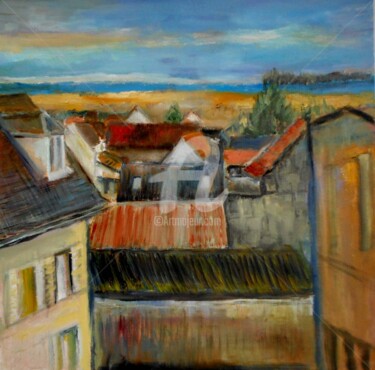 Painting titled "Vue vers les toits 1" by Antonia Ney, Original Artwork, Oil