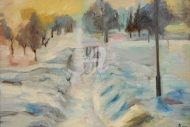 Painting titled "La neige dans le pa…" by Antonia Ney, Original Artwork, Oil