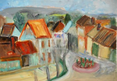 Peinture intitulée "pochade Rue dans le…" par Antonia Ney, Œuvre d'art originale, Huile