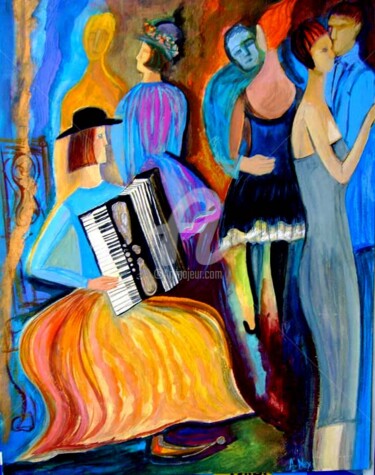 Painting titled "Au bal" by Antonia Ney, Original Artwork, Tempera