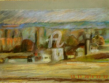Painting titled "Le chateau d"eau" by Antonia Ney, Original Artwork, Pastel