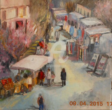 Malerei mit dem Titel "Le marché au printe…" von Antonia Ney, Original-Kunstwerk, Öl
