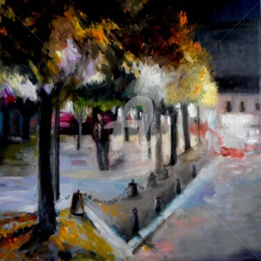 Painting titled "Compiègne la nuit" by Antonia Ney, Original Artwork, Oil