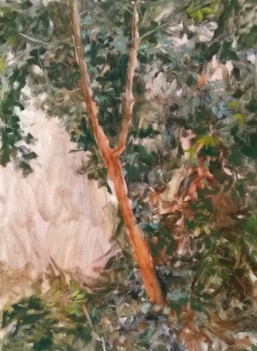 Peinture intitulée "Tree and ivy" par Antonia Rusu, Œuvre d'art originale, Huile