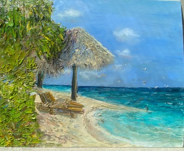 Painting titled "Пляж" by Antonietka, Original Artwork, Oil