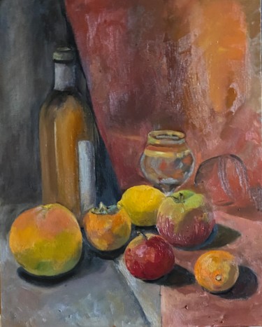 Картина под названием "Апельсиновый сок и…" - Antonietka, Подлинное произведение искусства, Масло