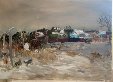 Painting titled "Зимний полдень в ру…" by Antonietka, Original Artwork, Oil